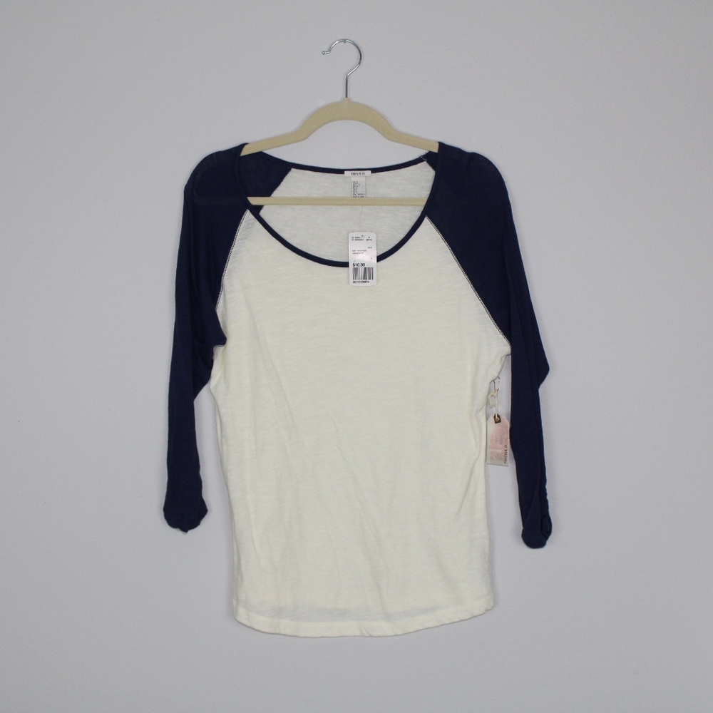 NWT Forever 21 Baseball T with Gathered Sleeves